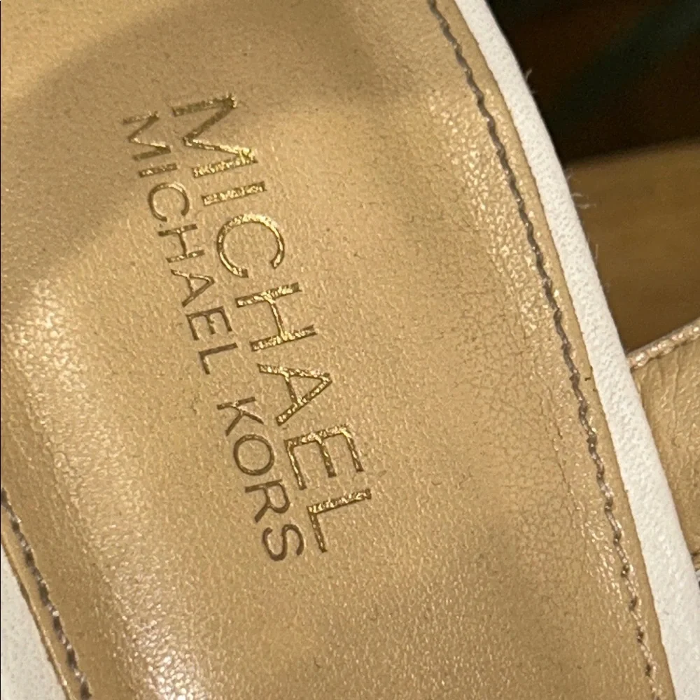 Michael Kors Berkley zipper spadrille Tan and White Sandals